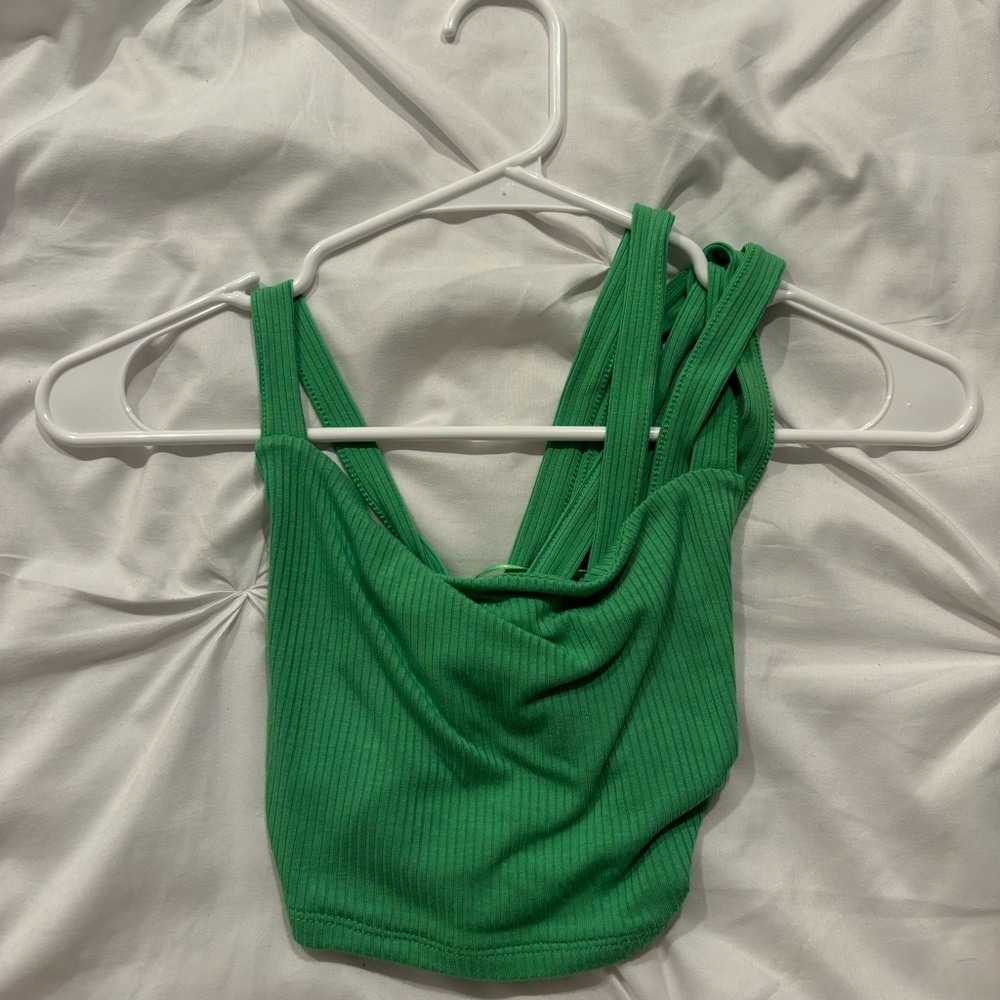 Garage green tie-back crop top